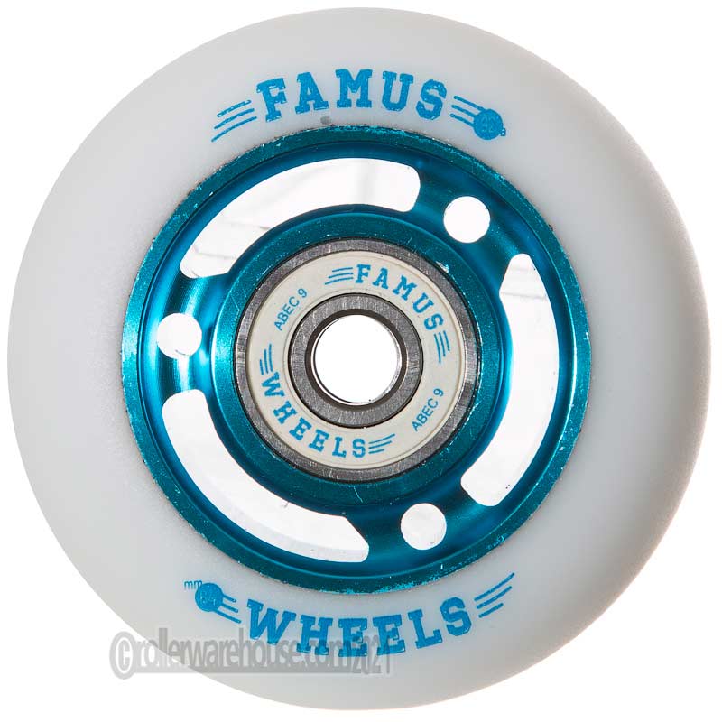 Famus 64mm 92a White/Blue w/ Bearings (4-Pack)