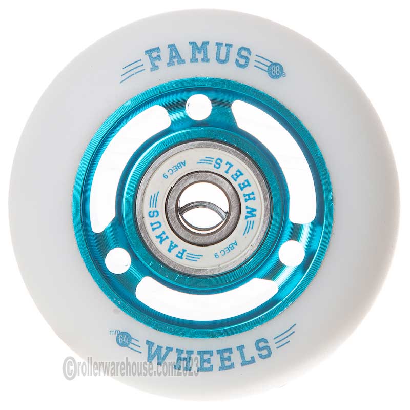 Famus 64mm 88a White/Blue w/ Bearings (4-Pack)