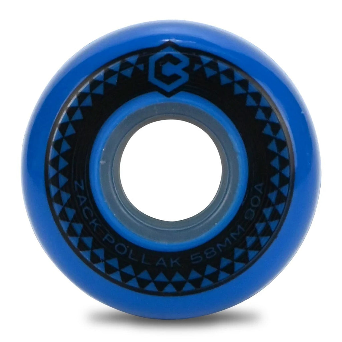 We're thrilled to welcome Zack Pollak to the Chroma team. Zack's hurricane design wheel features our rounded 58mm profile in 90A durometer, the perfect balance for any setup. The brilliant royal blue urethane looks great under any skate, and the custom packaging includes a matching sticker sheet. Blue Urethane, black graphic and logo on aggressive inline skate wheel.