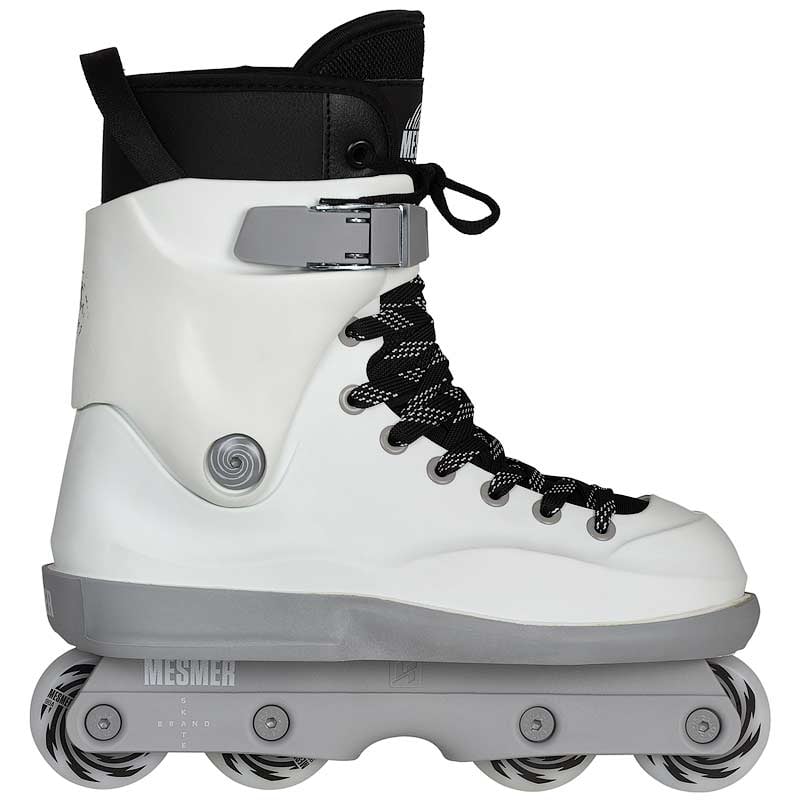 Mesmer TS1 Skates. Redesigned shell, which provides more space for the front foot
- Recrafted Mesmer liner, making it thinner and more responsive
- Reworked the back of the shell to prevent the cuff from overextending
- Revamped the recess for screws, anti rivets and bolts for improved functionality
- Added a top eyelet for the shoelaces to provide additional support and stability
- Tougher PA soulplates to last longer
- Modified U-cut cuff
- Premium 60 mm wheels 90A outside 95A inside
-