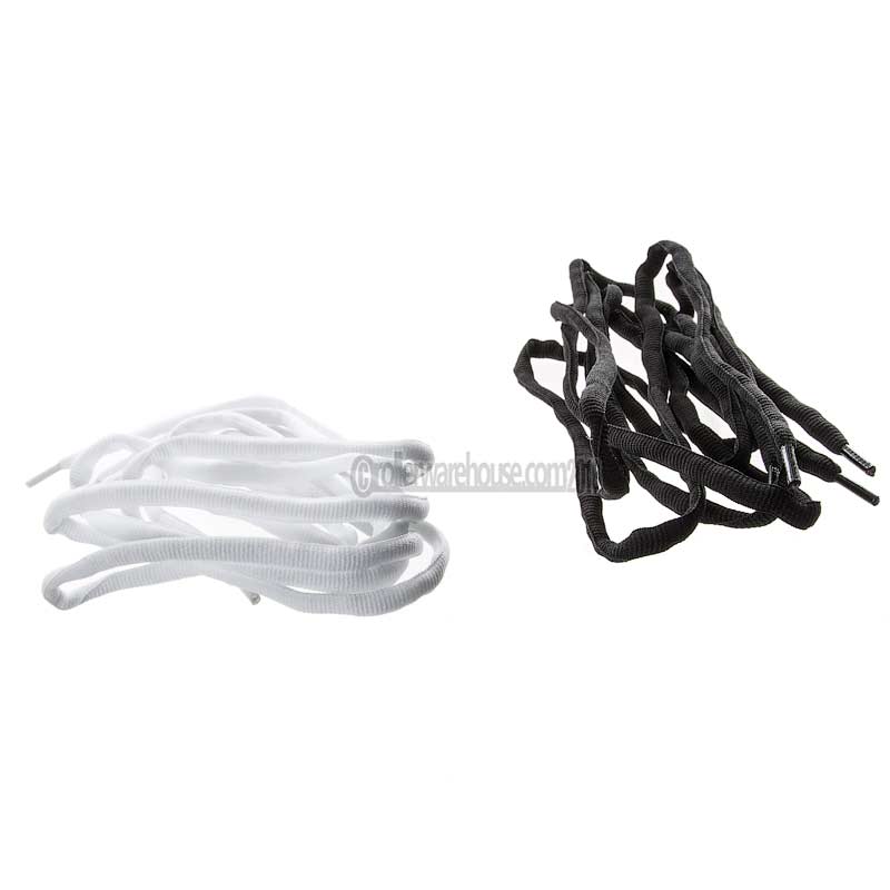 White and black shoelaces on a white background