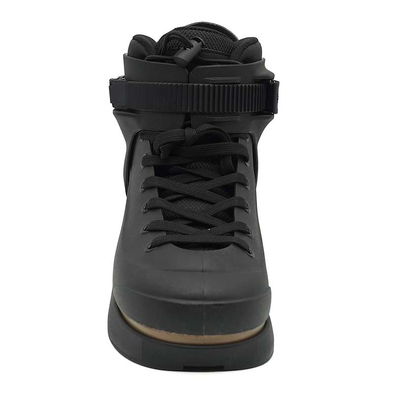 Black high-top sneaker on a white background