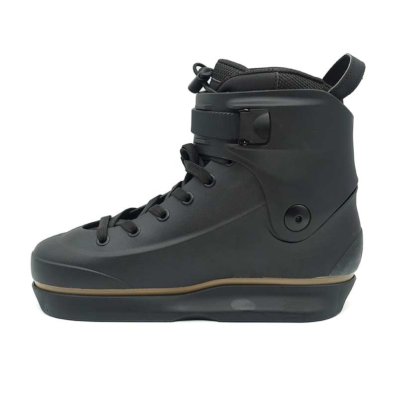 Black high-top sneaker with a white background