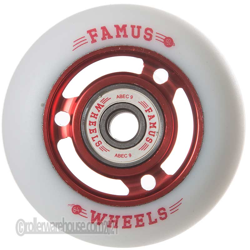 Famus 64mm 92a White/Red w/ Bearings (4-Pack)