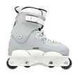 A light gray and white inline skate boot with black wheels, featuring the brand name 'ADRIANI' printed on the side, set against a plain light gray background.