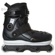 Black inline skate boot with visible brand logo on a white background
