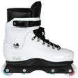 White roller skate with black accents on a white background
