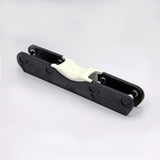 A black and white aggressive inline skate frame on a white background.