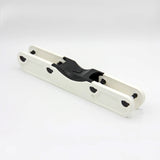 A white and black aggressive inline skate frame on a white background