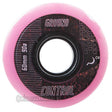 A single pink skateboard wheel with a black and dark brown textured center label. The label features white text reading 'GROUND', 'CONTROL', '60mm 90a', and 'CM'.
