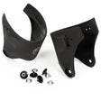 Black plastic aggressive skate cuffs with screws on a white background