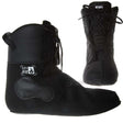 Two different angels of a black aggressive inline skate liner with padding and laces. There is white text that reads "MY FIT" on the side and "MESMER' on the tongue of each liner. They are featured against a white background. 