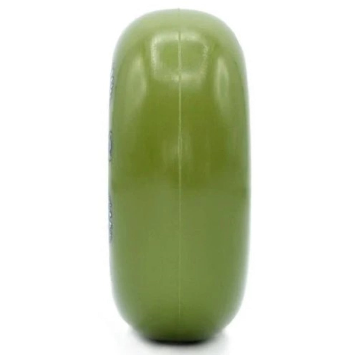 Side profile of a green urethane aggressive skate wheel featured against a white background.