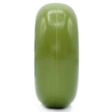 Side profile of a green urethane aggressive skate wheel featured against a white background.