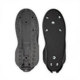 A front and back view of black aggressive inline skate soulframes side by side featured on a white background.