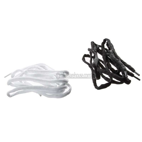 White and black shoelaces on a white background