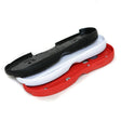 3 plastic aggressive inline skate soul plates stacked on each other in black, white and red featured on a white background.