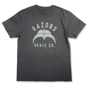 Gray t-shirt with 'Razors Skate Co' logo on a white background