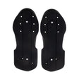 A pair of black aggressive skate soul plates with multiple holes in each soul plate. They are featured against a white background.