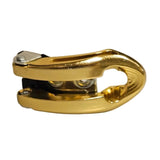 Gold-colored metal aggressive skate buckle with a polished finish, shown on a plain white background.