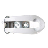 A single White painted aggressive skate buckle on a white background
