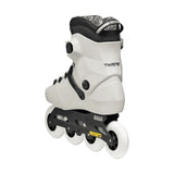 White inline skate with black accents on a white background