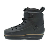 Black high-top sneaker with a white background