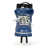 Blue roller skate with white laces on a white background